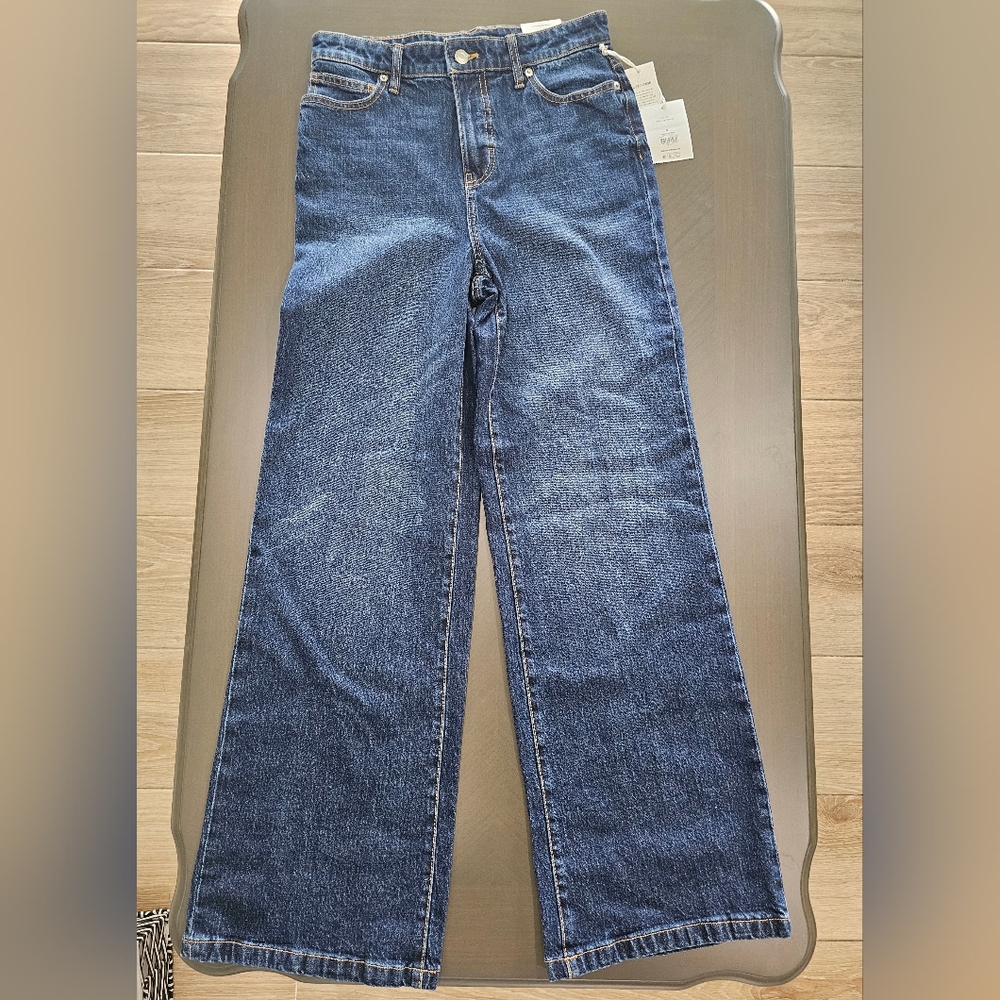 High-Rise Dark Blue Wide-Leg Jeans for Women